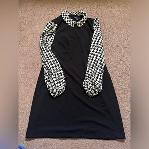 Tommy Hilfiger houndstooth pattern structured collar mini/midi dress